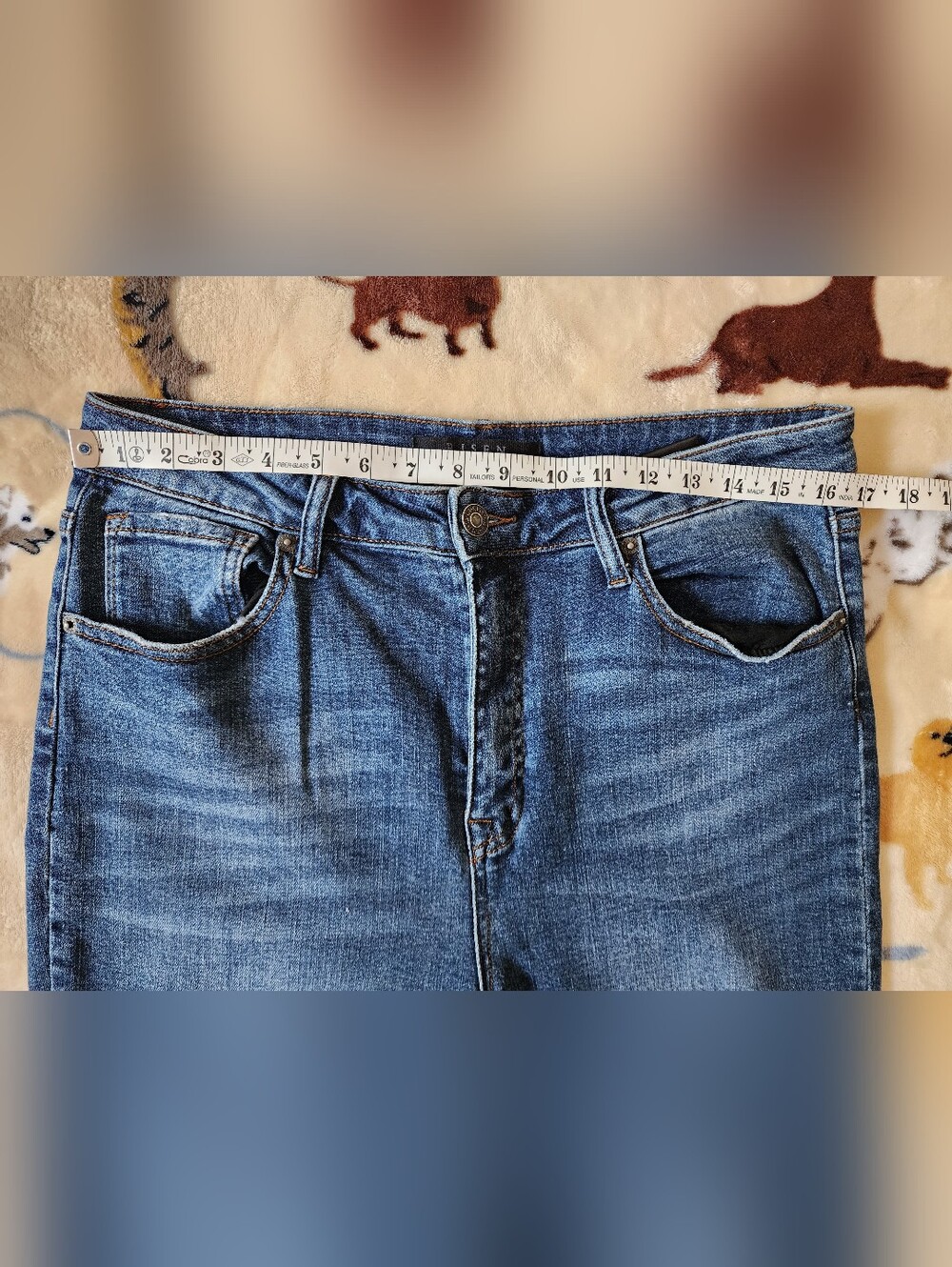 Risen High-Rise Distressed Skinny Jeans - Blue. Size 15/32. Like New Condition. - Picture 10 of 12